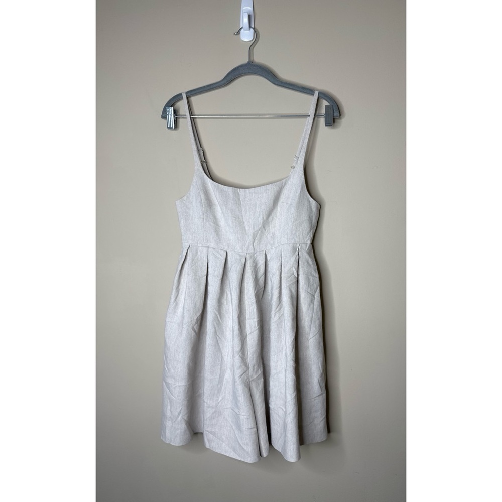 Rebecca Taylor Linen Square Neck Pleated Romper in Rye Size 2 - Picture 2 of 8